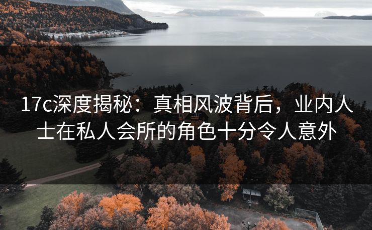 17c深度揭秘：真相风波背后，业内人士在私人会所的角色十分令人意外